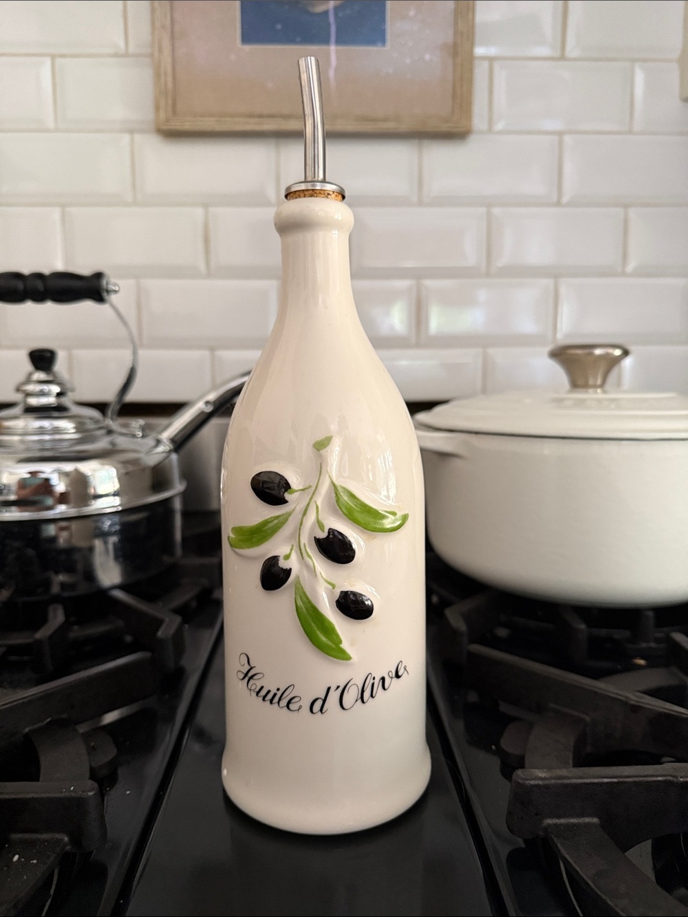 Revol Porcelain Jar with Blue Logo on Cream Base